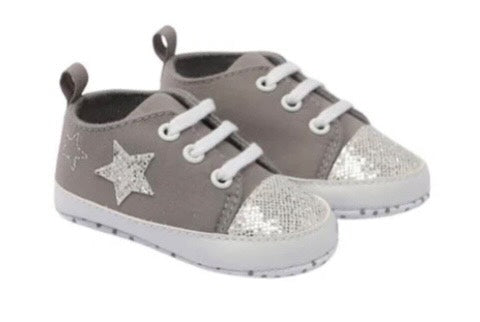 Grey Glitter Star and Bear Trainers