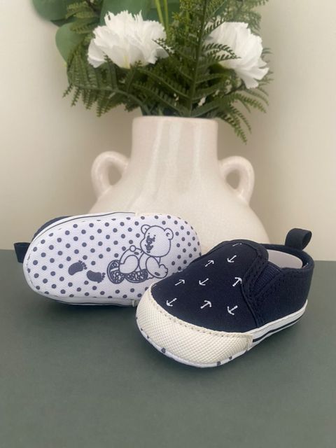 Anchor Print Slip On Baby Shoes Navy bottom