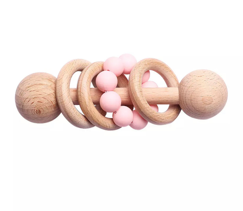 Wooden Rattle Pink 