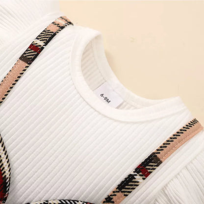 Ruffle Sleeve and Plaid Pattern Dress with Headband top