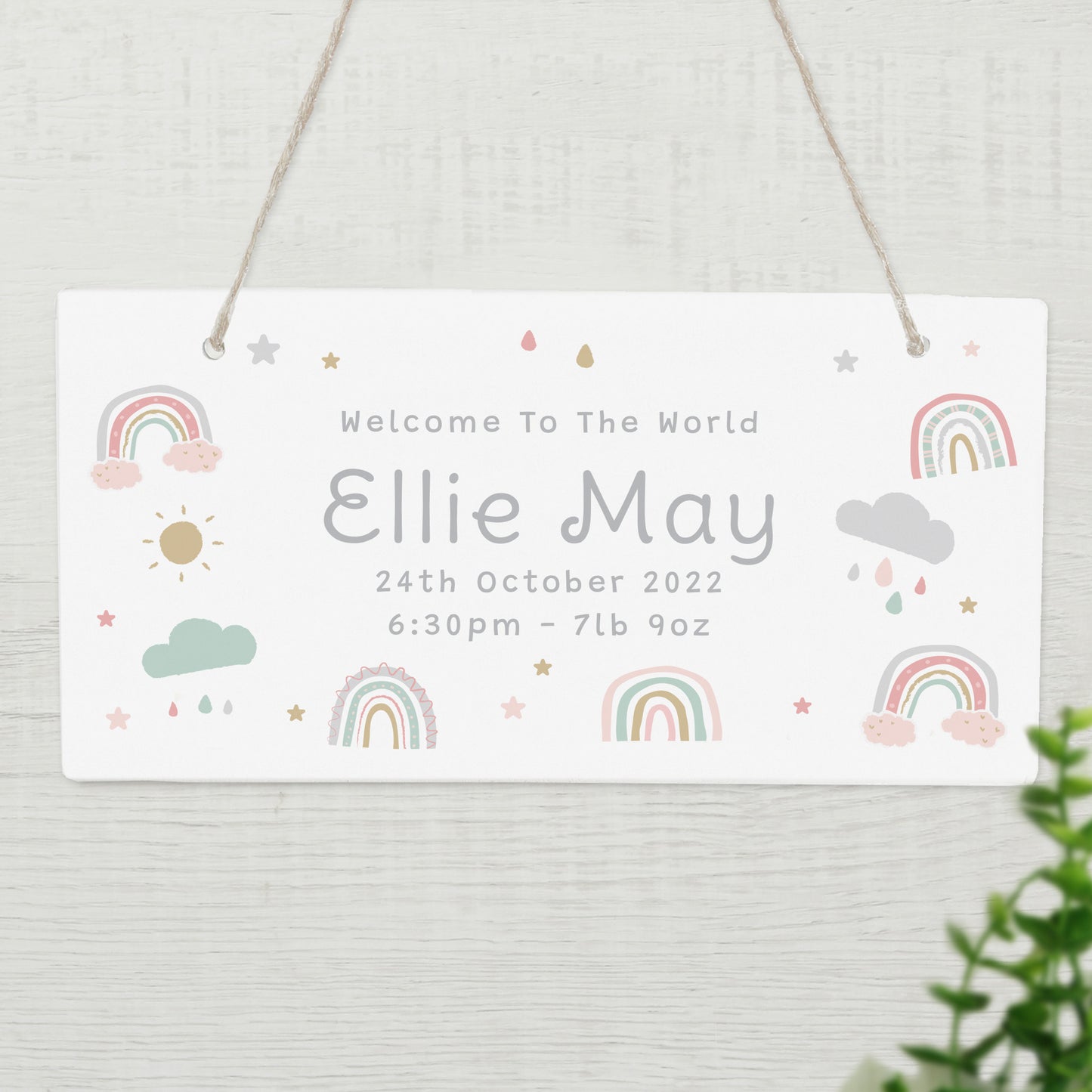 Personalised Rainbow Wooden Sign